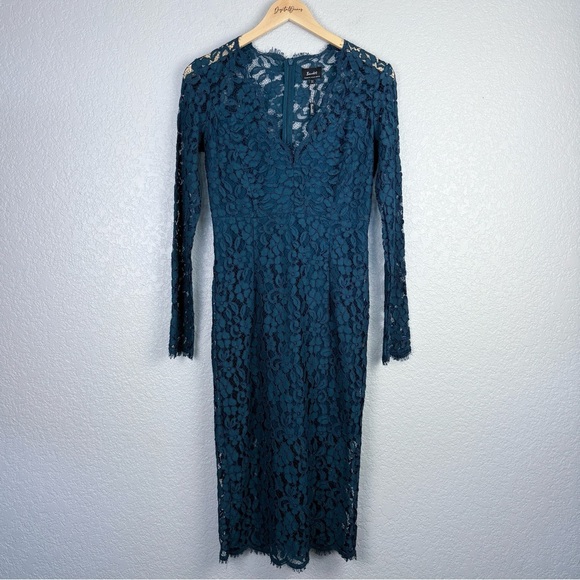 Bardot NWOT Midnight Lace Long Sleeve Dress, Ash Blue 6 - Small, Romantic - Picture 3 of 11